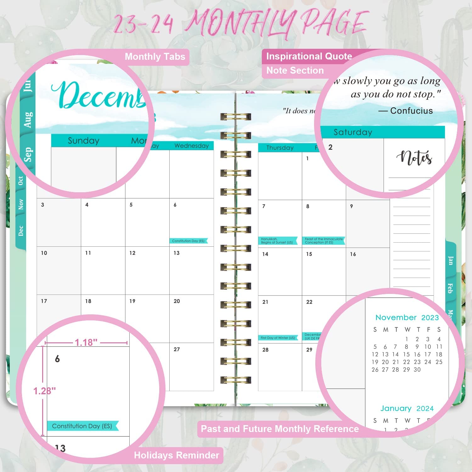 2023-2024 Planner - Planner 2023-2024, Weekly & Monthly Planner, Jul 2023 - Jun 2024, 8.5" x 6.4", Planner with Hardcover, Twin - Wire Binding, Monthly Tabs, Inner Pocket, Elastic Closure, Daily Organizer - Image 3